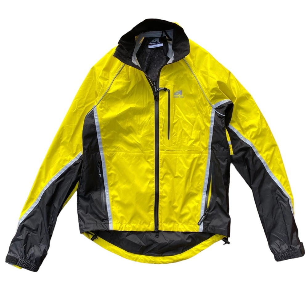Showers Pass Elite Cycling Shell Jacket S Waterproof Yellow Hi Vis Bike Portland